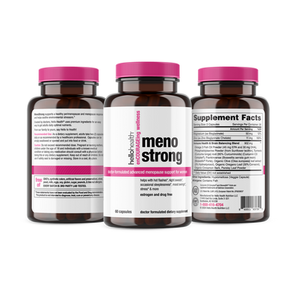 MenoStrong - Menopause and Perimenopause Supplements for Women - Night Sweats Relief, Sleeplessness, Mood Swings, Natural Hormone Balance, Stress, Hot Flashes Menopause Relief - 60 Capsules