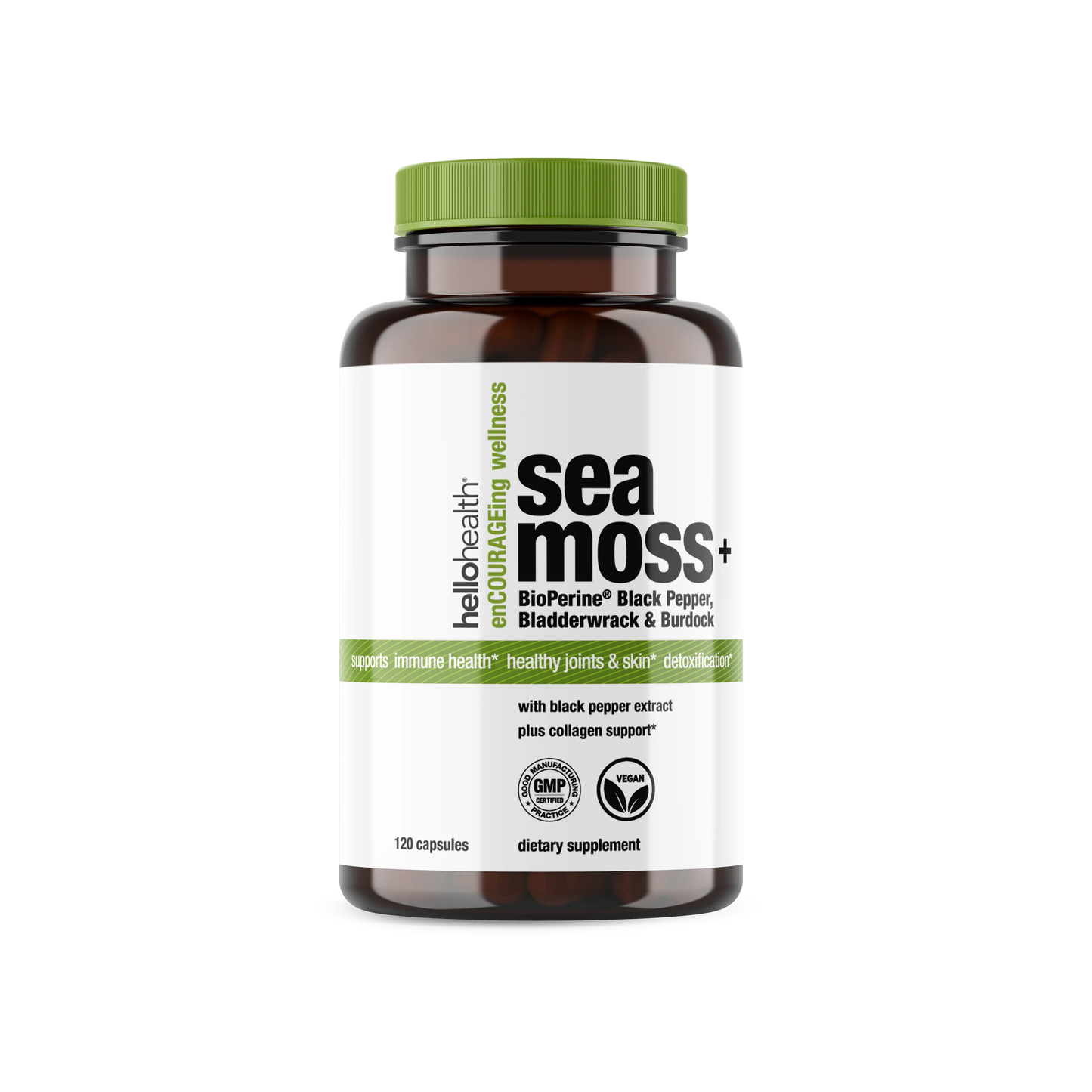 Organic Irish Sea Moss, Organic Bladderwrack, Organic Burdock & Bioperine capsules