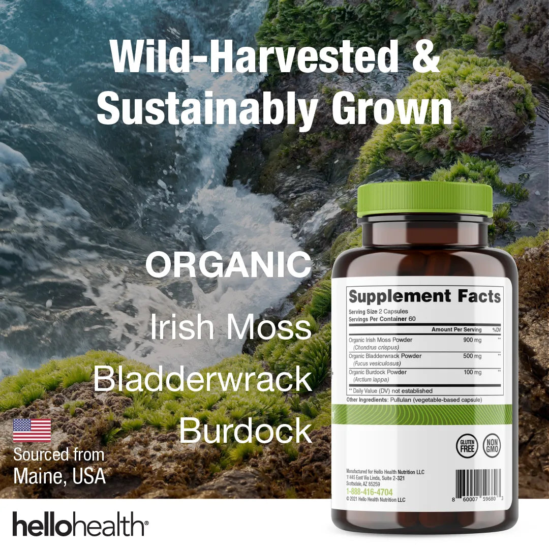 Organic Irish Sea Moss, Organic Bladderwrack, & Organic Burdock capsules